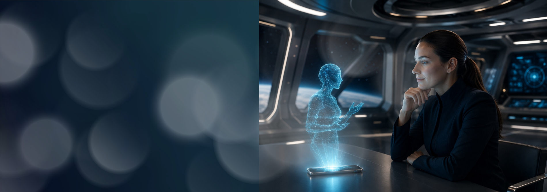 Enterprise command centre with holographic AI — Huge NXTGN